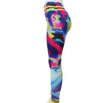 

Women Girls Abstract Rainbow Printed Yoga Pants Colorful Sports Fitness Slim Leggings High Waist Tummy Control Stretchy Tights