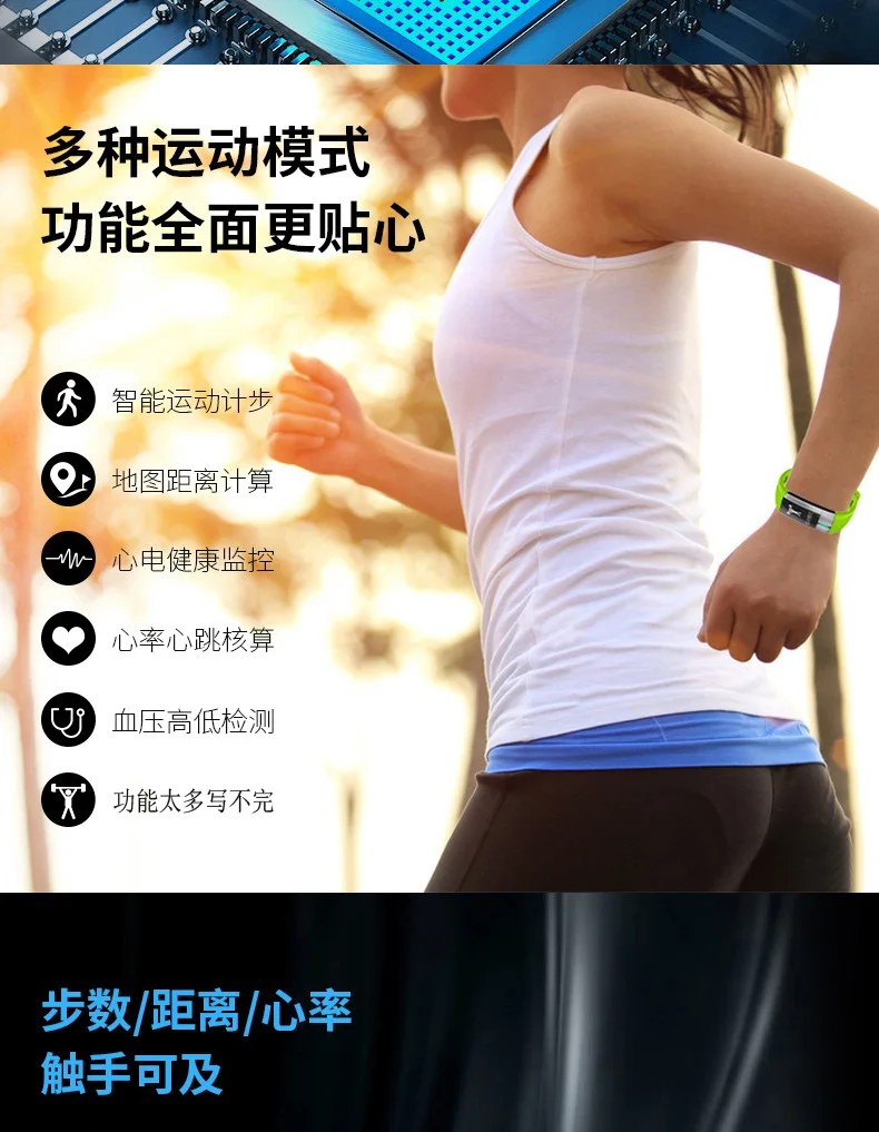 G20 ECG Heart Rate Smart Bracelet IP67 Swimming Waterproof Step Count Temperature Blood Pressure Monitoring Running Old Man Spor