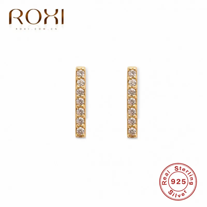 ROXI простые 925 пробы серебряные серьги-гвоздики для женщин и девочек, прозрачные CZ тонкие крошечные серьги-гвоздики, минималистичные ювелирные изделия, свадебные серьги