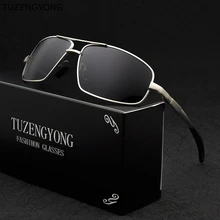 Мужские солнцезащитные очки TUZENGYONG, модные винтажные поляризационные очки в алюминиевой оправе, подходят для водителей