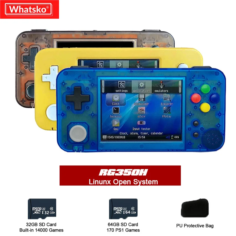Консоль игровая ручная Whatsko GKD 350 H GameKiddy RG350 IPS для PS1 3 5 дюйма RG350H Palygo|Портативные