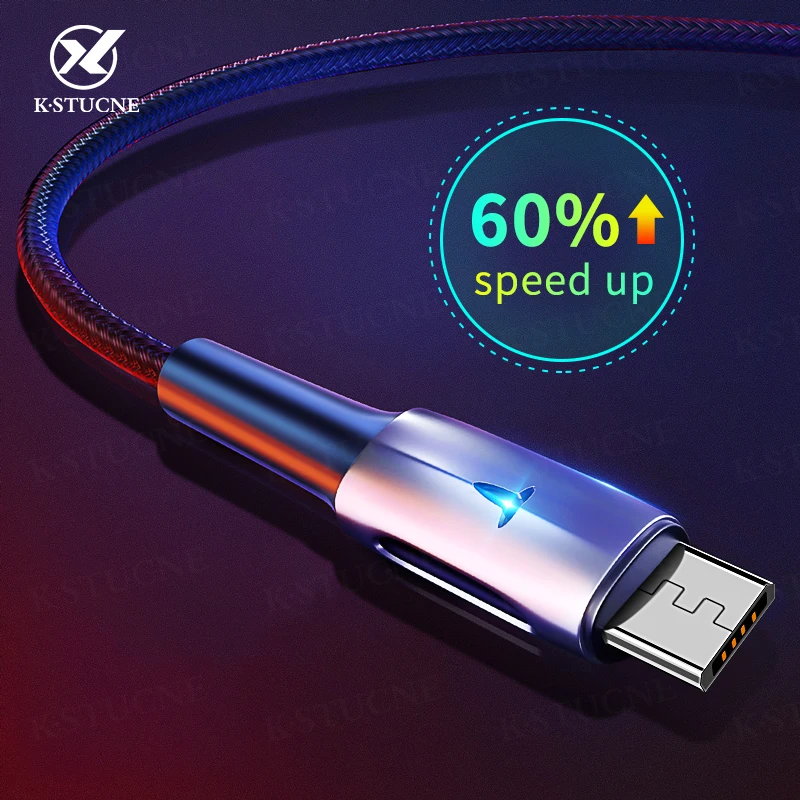 

LED Micro USB Cable For Samsung J5 J7 S7 Honor Fast Charging Android 3A Fast Charging For Xiaomi Redmi Note 5Pro Data Cord Cable