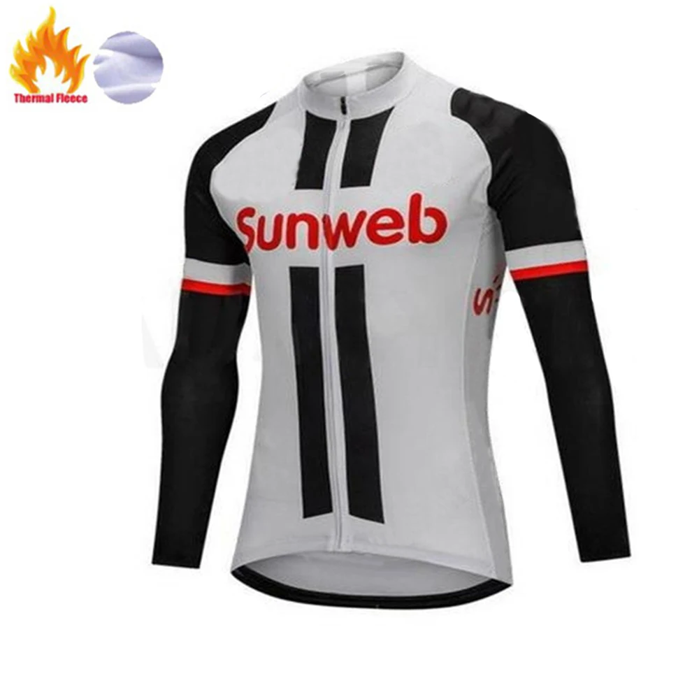 fleece jersey 2 SUNWEB mallot ciclismo с длинным рукавом Велоспорт Зимние Джерси костюмы для мужчин набор для езды термо флис Maillot 12D PAD длинные брюки - Цвет: fleece jersey 2