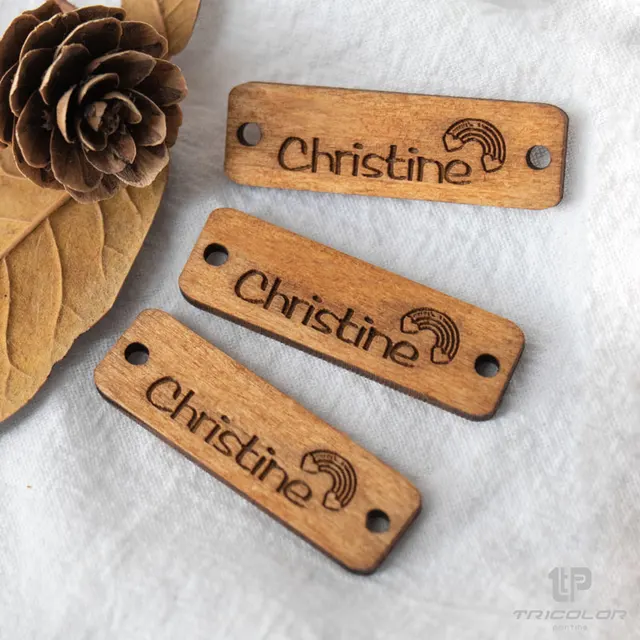 Egyedi Fa Címke Kézműves Diy Varrás Gomb Csatlakozó Téglalap Alakú, Szív Kerek, Csillag És Egyéb Stílusok - Image 2