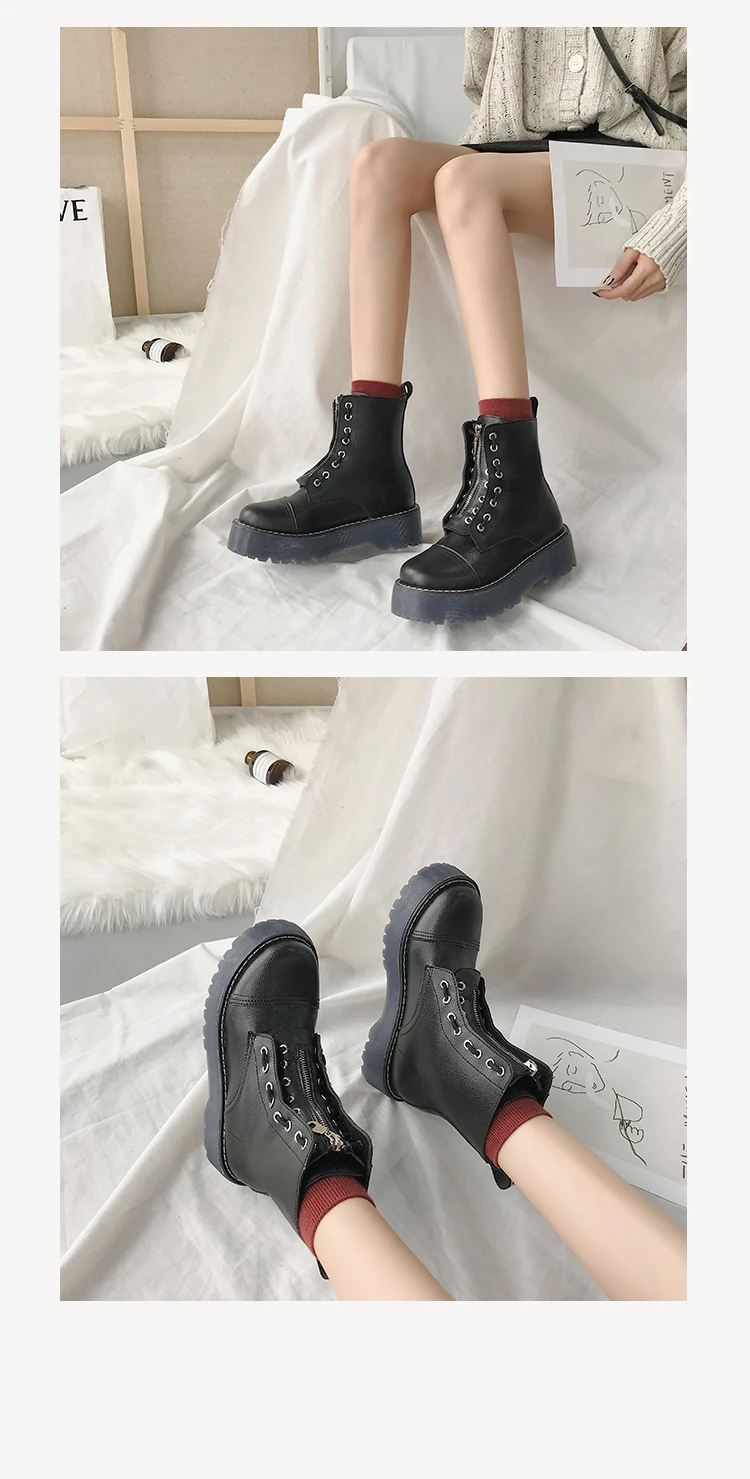 Новые меховые сапоги на платформе черный армейские ботинки в готическом стиле, сапоги панк до лодыжек женская обувь на молнии; Повседневное Botas Mujer