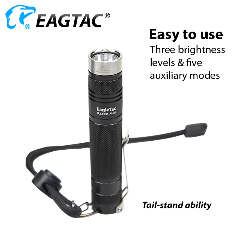 EAGTAC D25C2 Мини светодиодный фонарик EDC фонарь CREE XPG2 530 люмен CR123A батарея Мульти режим стробоскоп