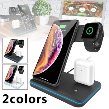 

3in1 15W Qi Wireless Charger Dock Station For IPhone Apple Watch 5 4 Airpods Secure Fast Wireless Charger Station