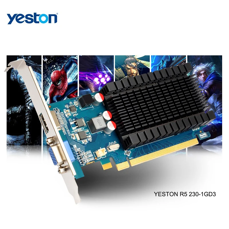 Yeston Radeon R5 230 GPU 1 ГБ GDDR3 64 бит игровой настольный компьютер ПК видеокарты Поддержка