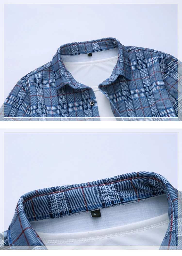 Рубашка для мужчин s Slim Fit с длинными рукавами, рубашки для мужчин, мужская рубашка в стиле кэжуал, 2019, осенняя клетчатая M-7XL A14
