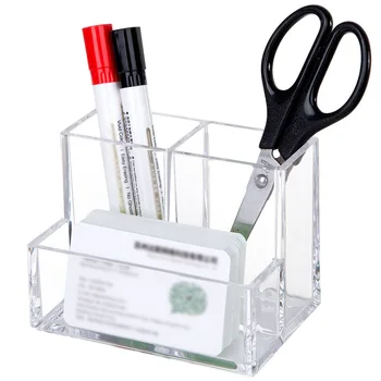 

Transparent Acrylic Pen Holder Stand Desk Organizer Makeup Brush Storage Box Desktop Office Accessories Stationery Supplies