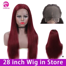 28 дюймов прямые 4*4 Кружева Закрытие парик человеческие волосы парики шнурка бразильские волосы remy парик шнурка человеческих волос Омбре цвет человеческих волос парики