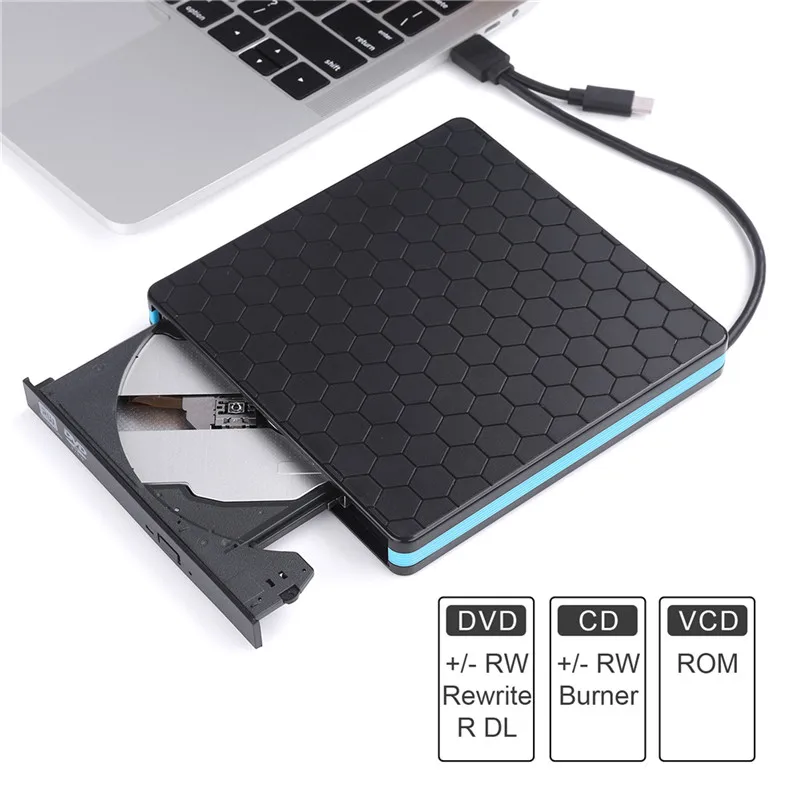 External Optical Drive TYPE-C USB3.0 2 In 1 CD/DVD/VCD Burner Player Reader RW Portable | Компьютеры и офис
