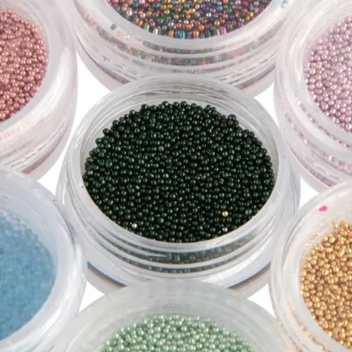Лот из 12 Perler minibeads Нейл-арт Икра акриловый маникюр ногтей