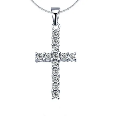 Мода блестящий циркон кулон крест со стразами ожерелье для женщин изящный крест ожерелье кулон на шею ювелирные изделия колье со стразами