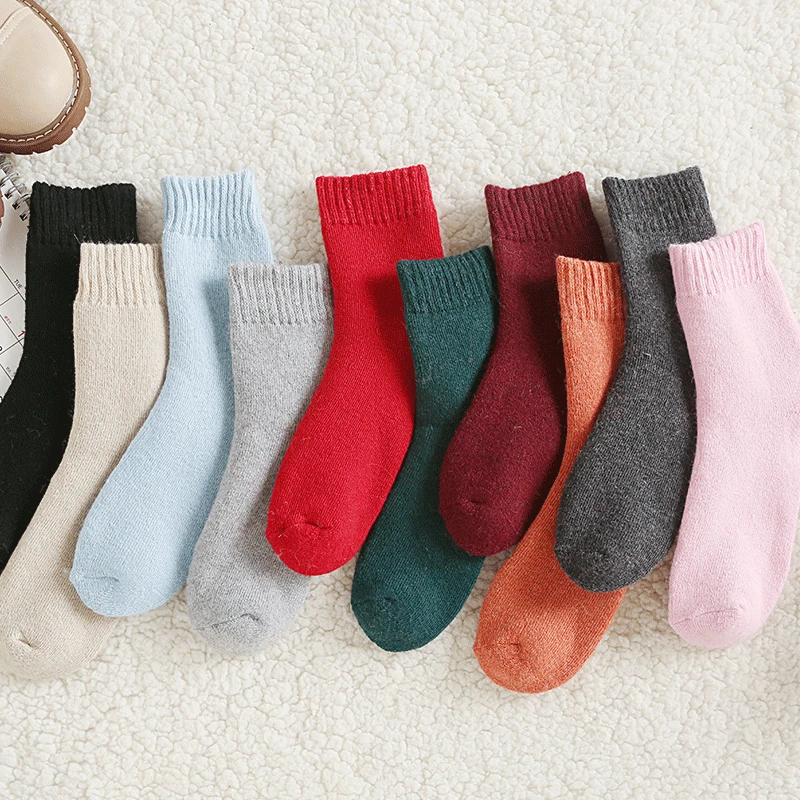 Calcetines Mujer, ограниченное по времени предложение, Sokken,, японские зимние супер толстые теплые шерстяные женские носки, махровые, одноцветные, модные