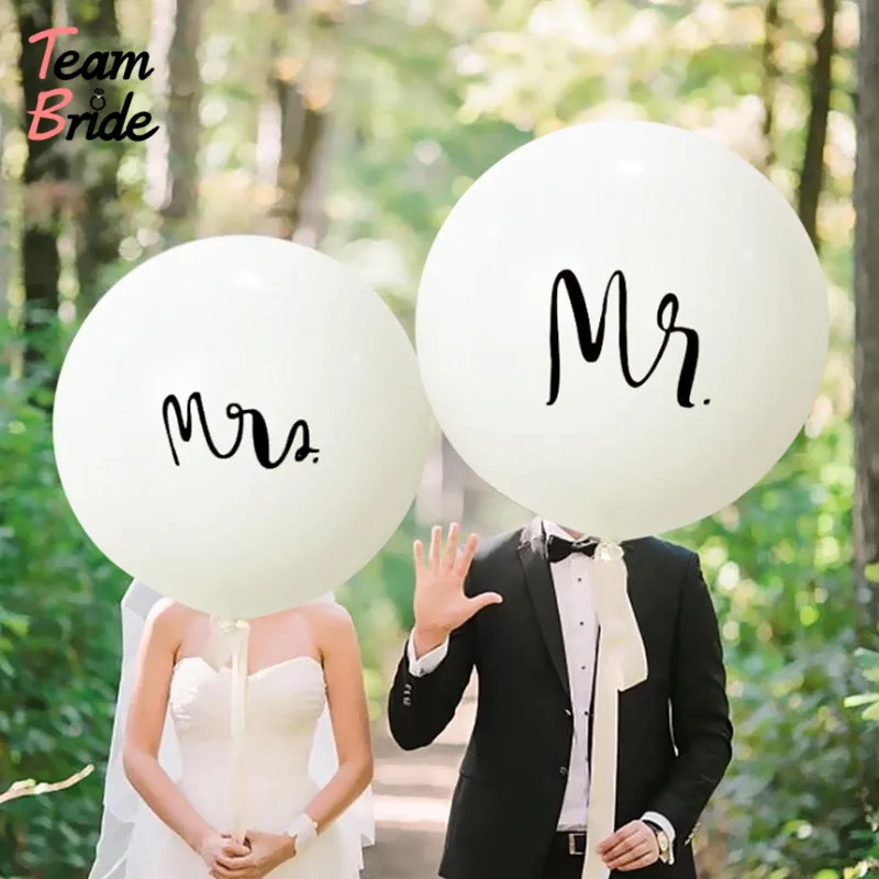 Команда Невесты 36 дюймов Mr Mrs из белого латекса воздушные шары для свадебной