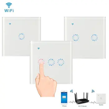 

Smart Wifi Remote Control Touch Wall Switch Smart Voice Control Mobile Phone APP Remote Control Switch