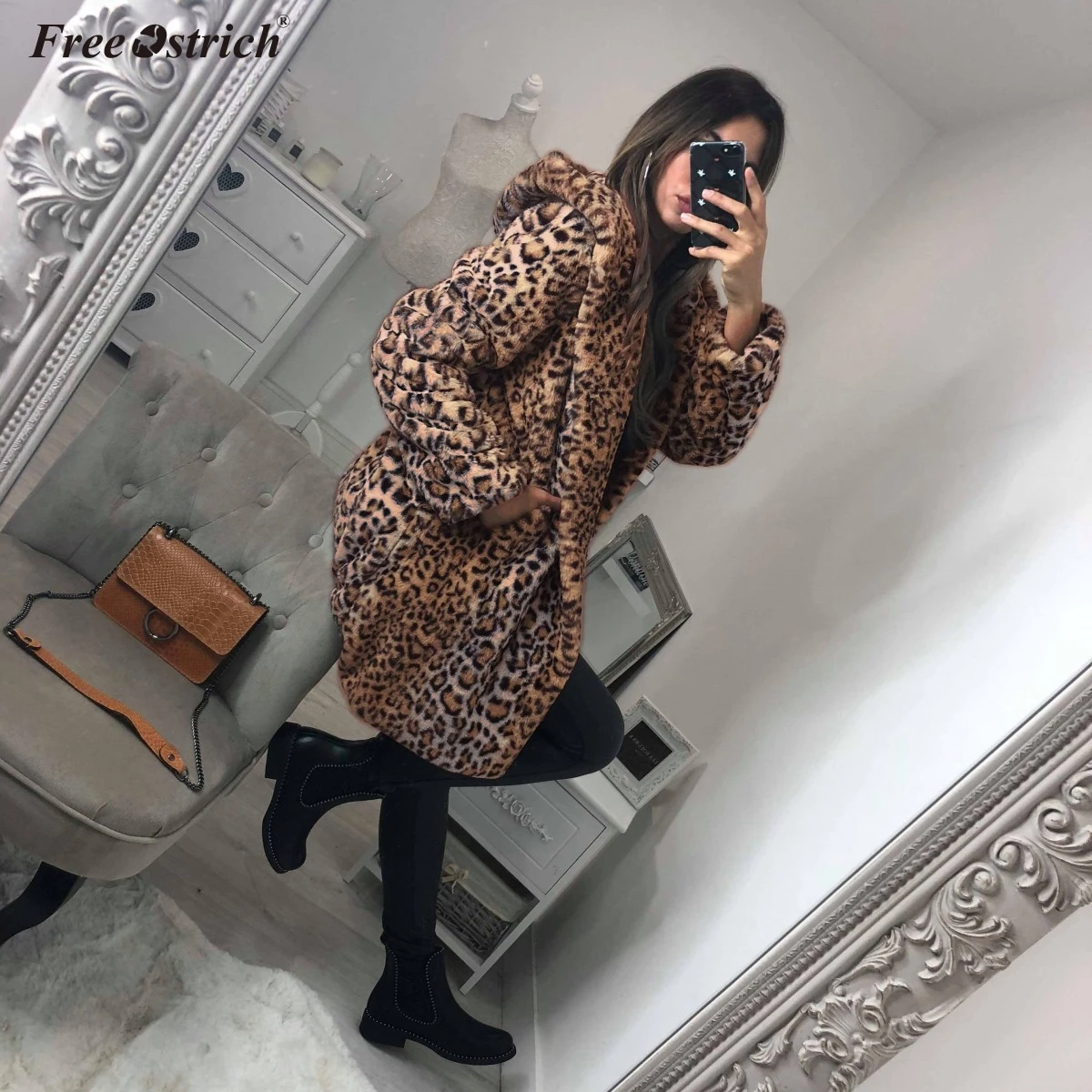 Женское флисовое Пальто Free Ostrich зимняя куртка 3XL теплая флисовая с капюшоном и