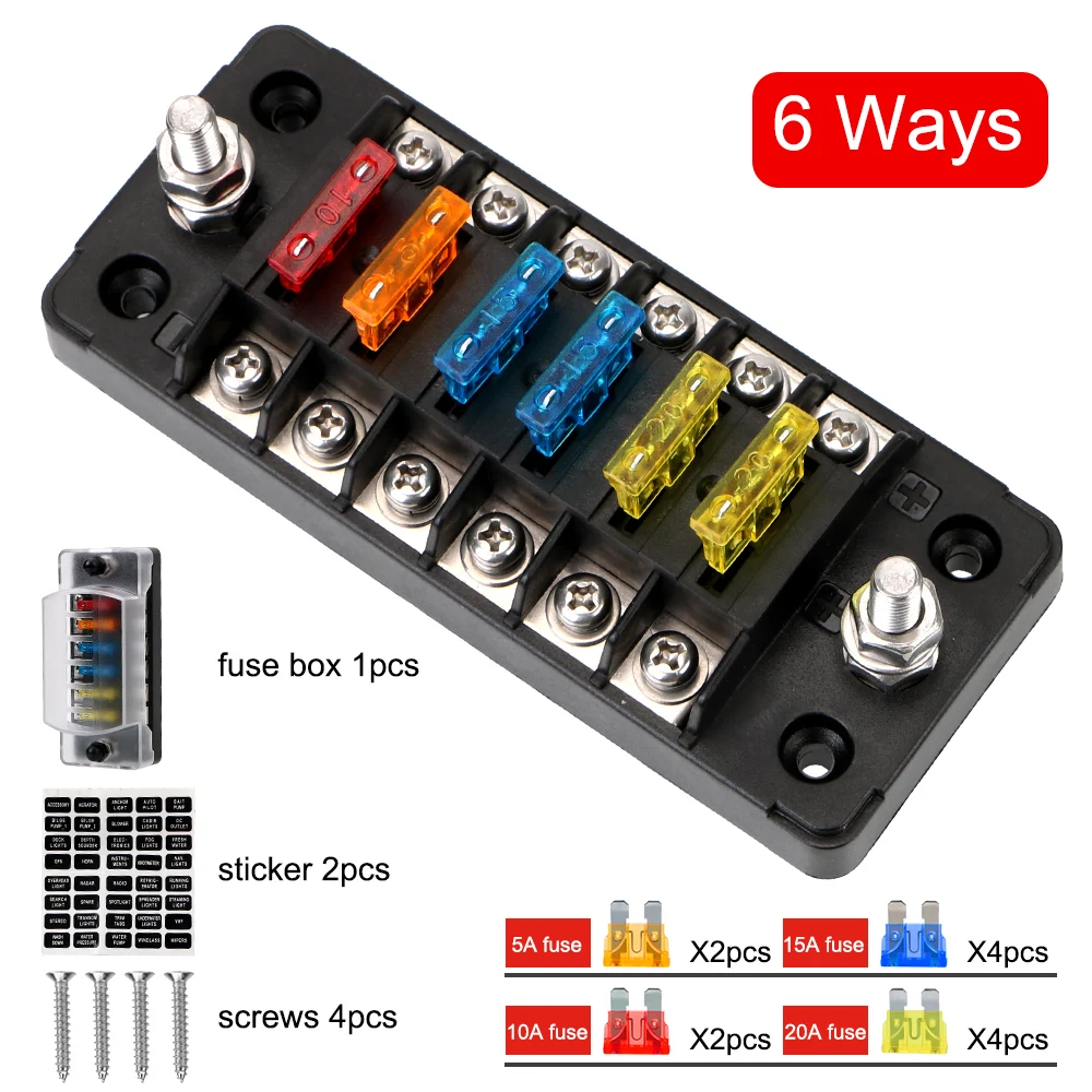High Capacity Flame Retardant Fuse Box Holder with Cover - 6 to 12 Blade Slots
