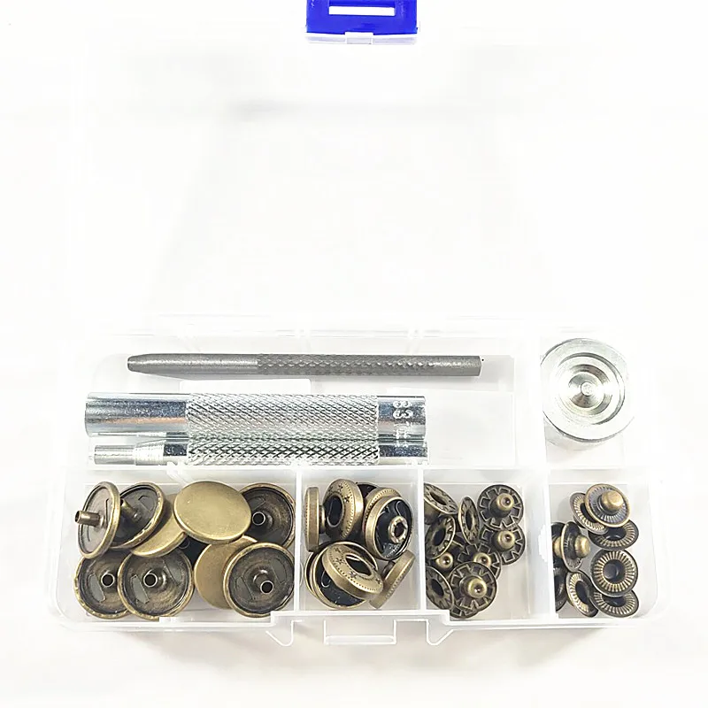 Leather Snap Fasteners Kit,17mm Metal Button Snaps Press Studs,4