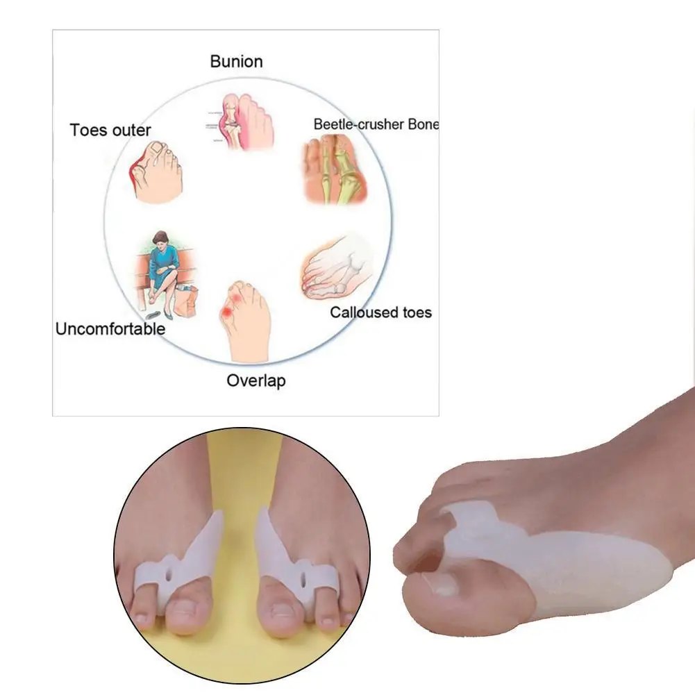 Gel Silicone Bunion Corrector Big Toe Separators Straightener Spreader Foot Care Tool Hallux Valgus Pro Massager 1 Pair=2 Pcs