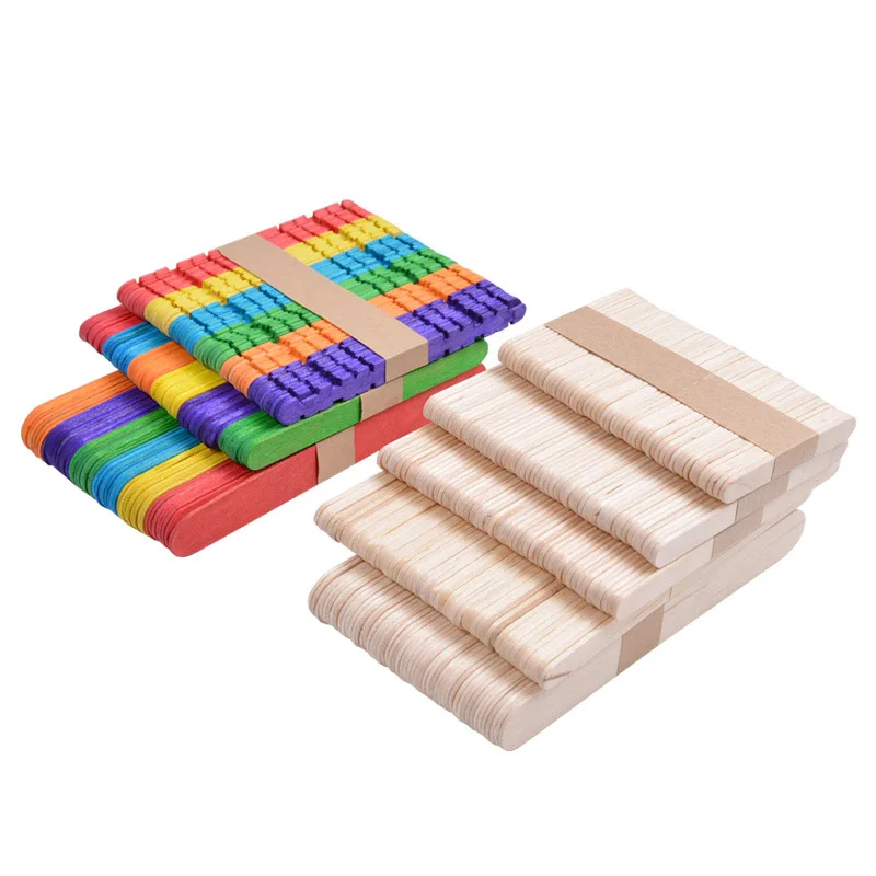 50Pcs popsicle stick Natural wooden ice cream stick Children make DIY tools by hand kitchen accessories home gadgets reusable