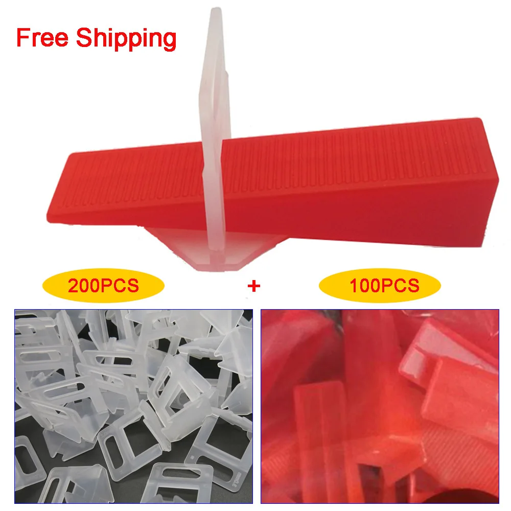 Free Shipping Tile leveling tool 300PCS Ceramic Tile Leveling System Spacer 200Pcs Clips and 100Pcs Wedges