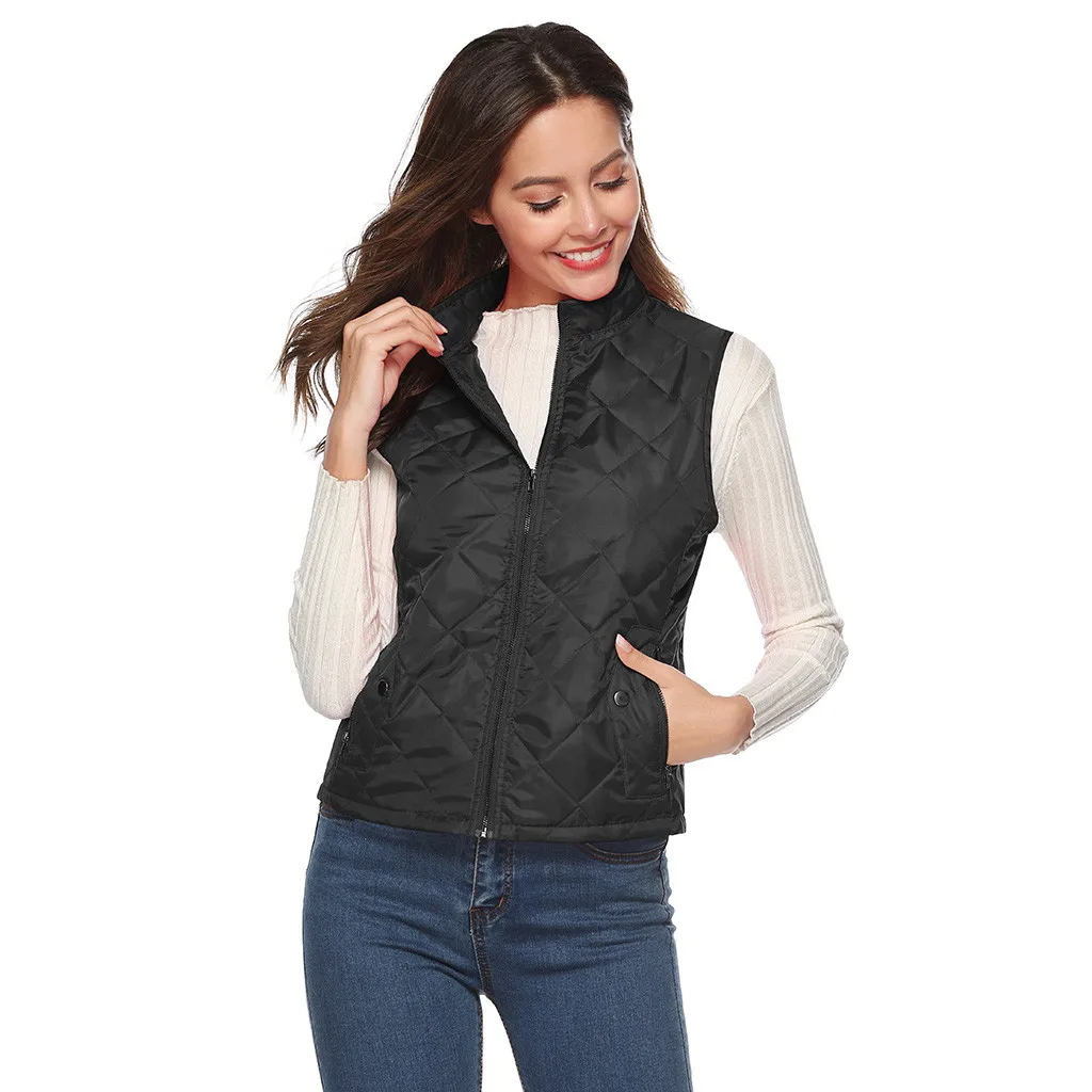 Jaycosin 2019 Winter Warm Casual Leisure Waistcoat Coat Women Thick Solid Color Jackets Comfortable Sleeveless Jacket Coat 31#4
