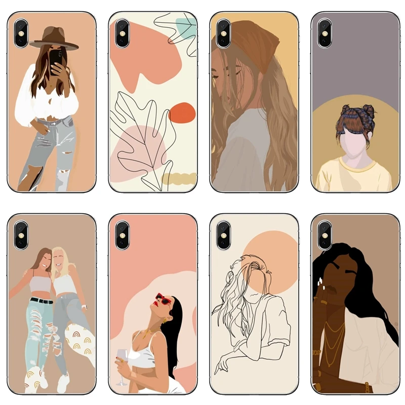 Abstract fashion vintage girl Accessories Phone Case For iPhone 13 12 11 Pro Mini XS Max XR X 8 7 Plus 6 6S 5 5S SE 2020 | Мобильные