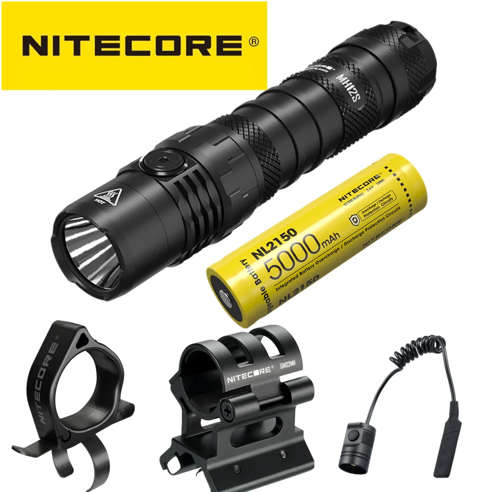 US $60.96 Nitecore MH12S flashlight 1800 lumens USBC Rechargeable for self defense Law Enforcement Military Tactical with NL2150 BATTERY