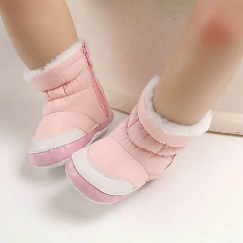 Детские ботиночки на мягкой подошве для мальчиков и девочек, зимние Нескользящие младенческие сапоги для снега, теплая обувь для новорожденных 0-18 месяцев
