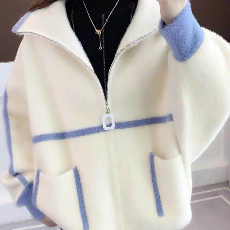 

2019 Autumn Women Warm Teddy jacket Long Sleeve Velet Jackets Crop ZIP Tops Oversize Outwear Coats With Pockets