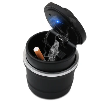 

1PC Portable Auto Car Truck LED Cigarette Smoke car Ashtray Blue LED Light Smokeless Ashtray Cigarette Holder Anti-slip Rubber