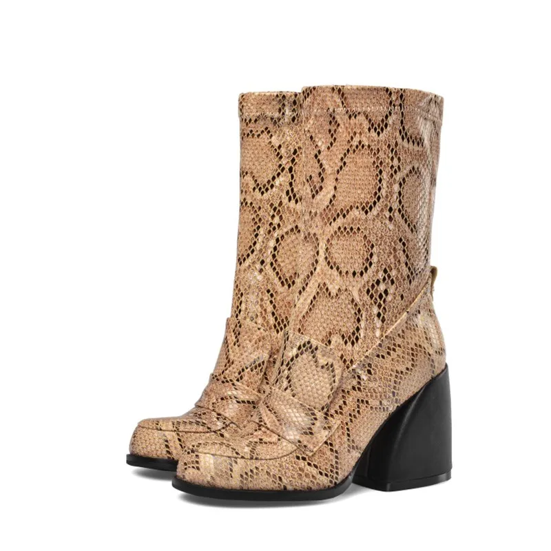 

Stylesowner Snakeskin Genuine Leather Women Boots Leather Woman Boots Botas Fenimina High Heels Botas Mujer 2020 Fashion Shoes