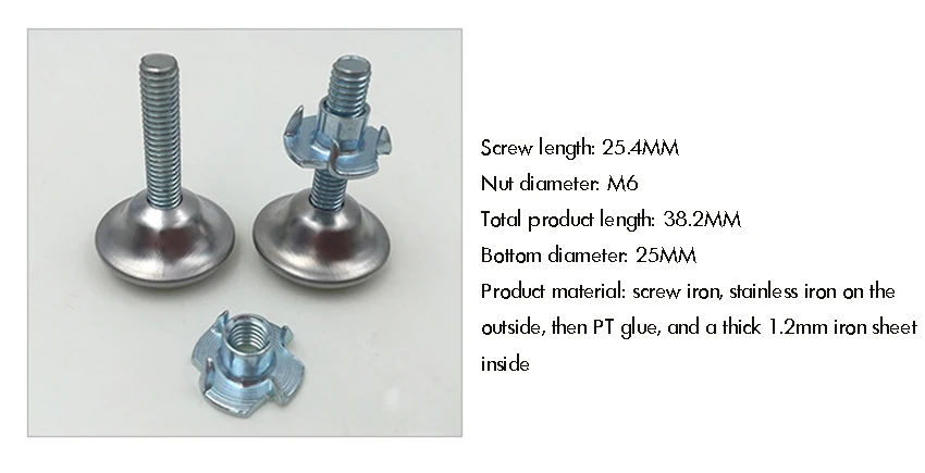 4PCS/Lot Heavy Duty Furniture Levelers Adjustable Furniture Legs Levelers, Leveling Feet for Tables Chair Cabinet Sofa, M6 Nut