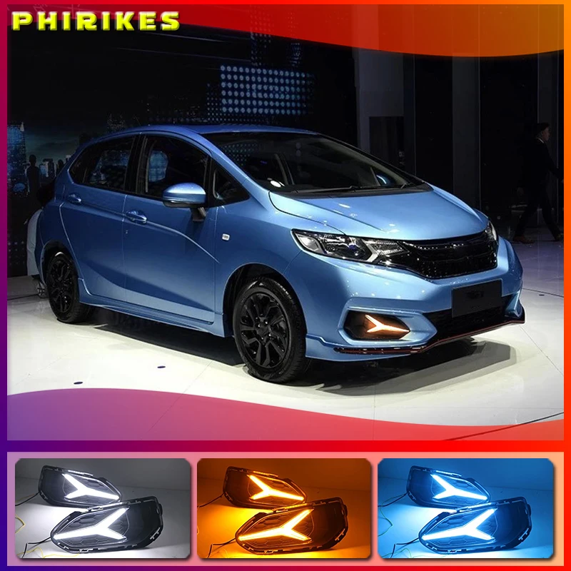 

Для Honda Jazz fit 2018-2020 светодиодный ные DRL Противотуманные фары с функцией поворота Стайлинг автомобиля светодиодсветодиодный дневные ходовые огни