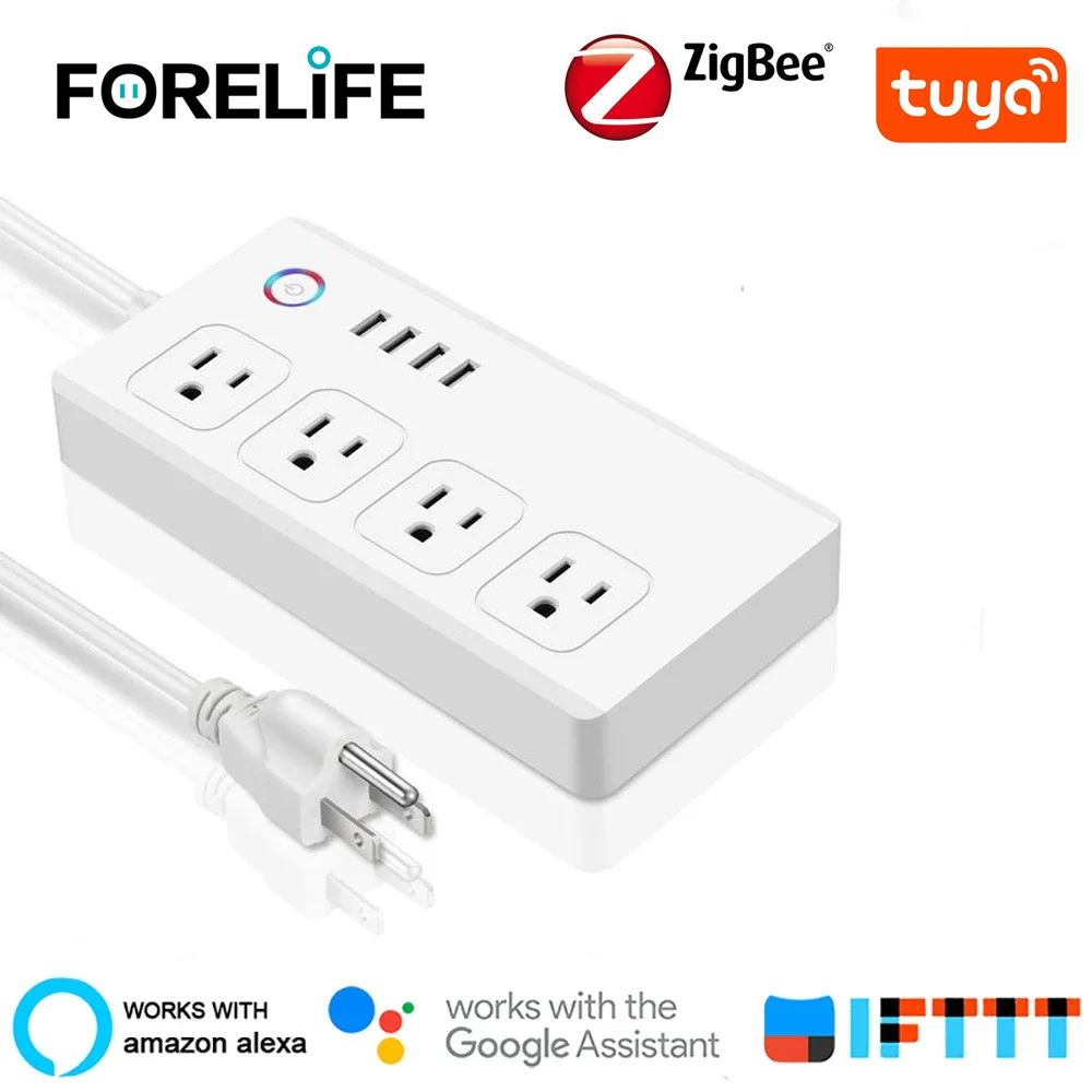 Tuya Zigbee Smart Power Strip Us Power Bar Multiple Outlet Extension