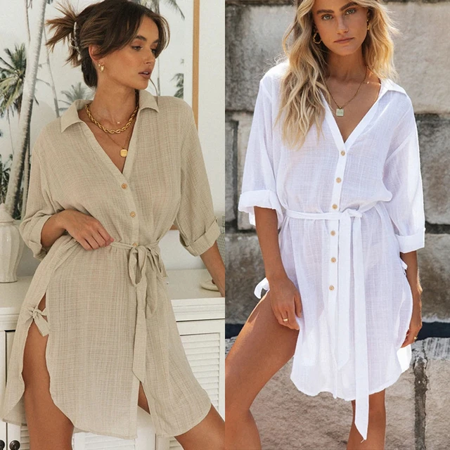 White Linen Tunic Dress, Women's Linen Clothes