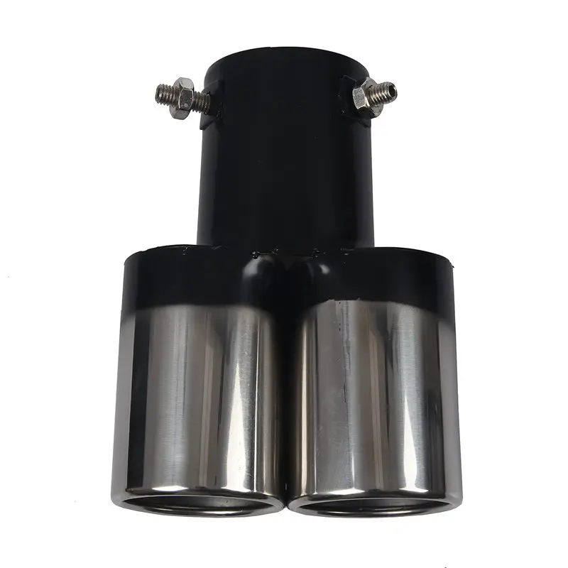 

Universal Car Vehicle Exhaust Muffler Steel Tail Pipe:Straight Double Tube(silver&black)