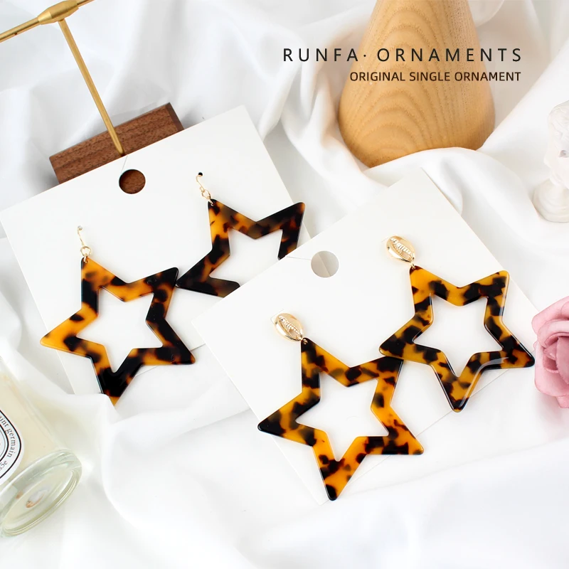 Распродажа Oorbellen Pendientes ювелирные изделия Евро-американский бренд 21 леопардовая звезда простые полимерные большие серьги темперамент Ins тот же