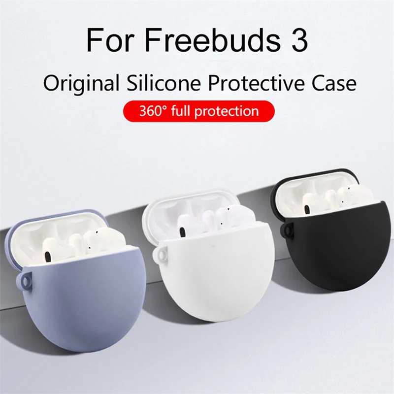 

Silicone Cover Earphone Case For Huawei Honor FlyPods Fly Pods Pro Protective Cases For Freebuds 3 Metal Carabiner Hook