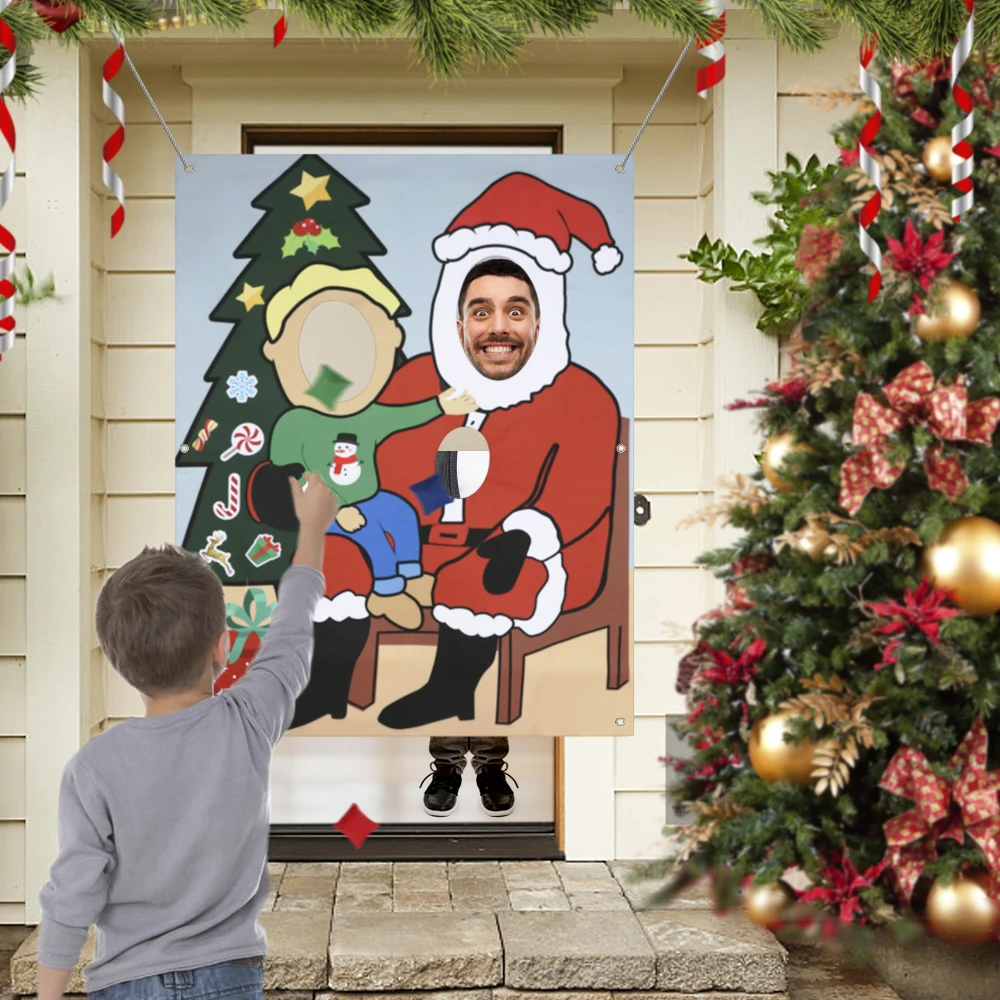 

Christmas Bean Bag Toss Games take a photo game with santa Claus Fun Carnival Party Game Kids toys 3 Bean Bags Outdoor