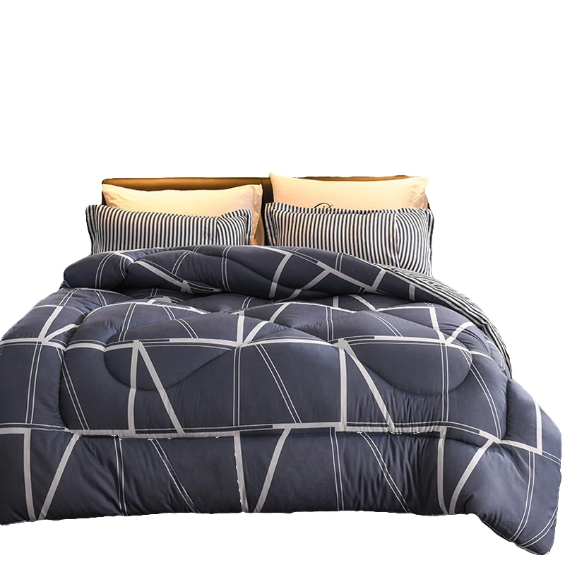 

Winter Thicken Comforter Colorful Thicken Duvet With Stuffing Patchwork Quilt Warm Winter Bed Cover Grey Bedset 220*240, 150*200