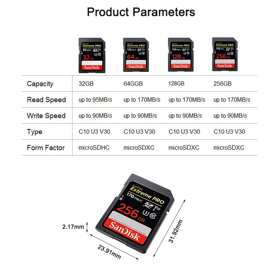 Карта памяти SanDisk Extreme Pro SDHC/SDXC sd-карта 256 ГБ 128 Гб 64 ГБ 32 ГБ C10 U3 V30 UHS-I карта памяти для камеры