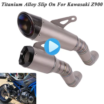 

Titanium Alloy Slip On For Kawasaki Z900 2017 - 2020 Motorcycle Exhaust Escape Modified Middle Link Pipe Carbon Fiber Muffler