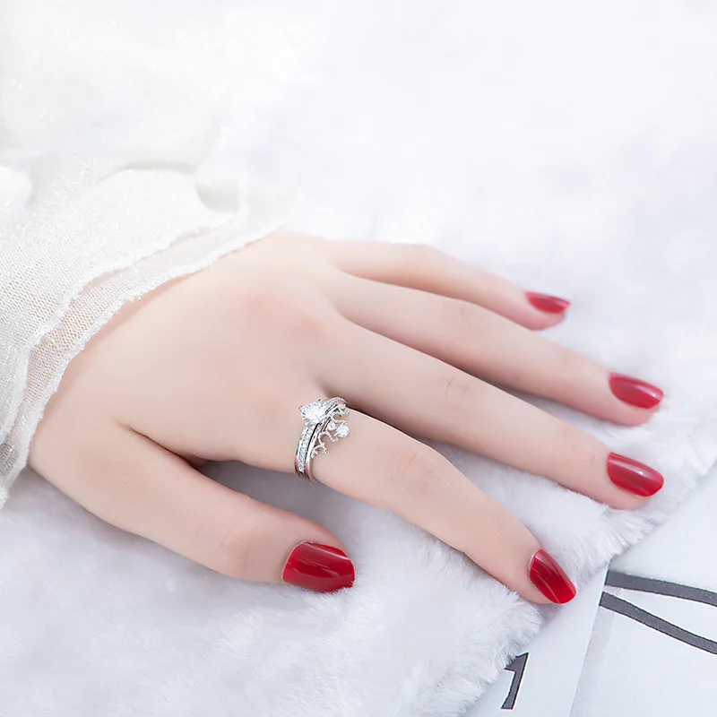 YANHUI 3 шт./компл. Мода серебро/розовое золото Цвет корона кольца с настоящими Австрийскими кристаллами, комплект для Для женщин девочек Обручение Свадебные кольца «Неделька» JZ344