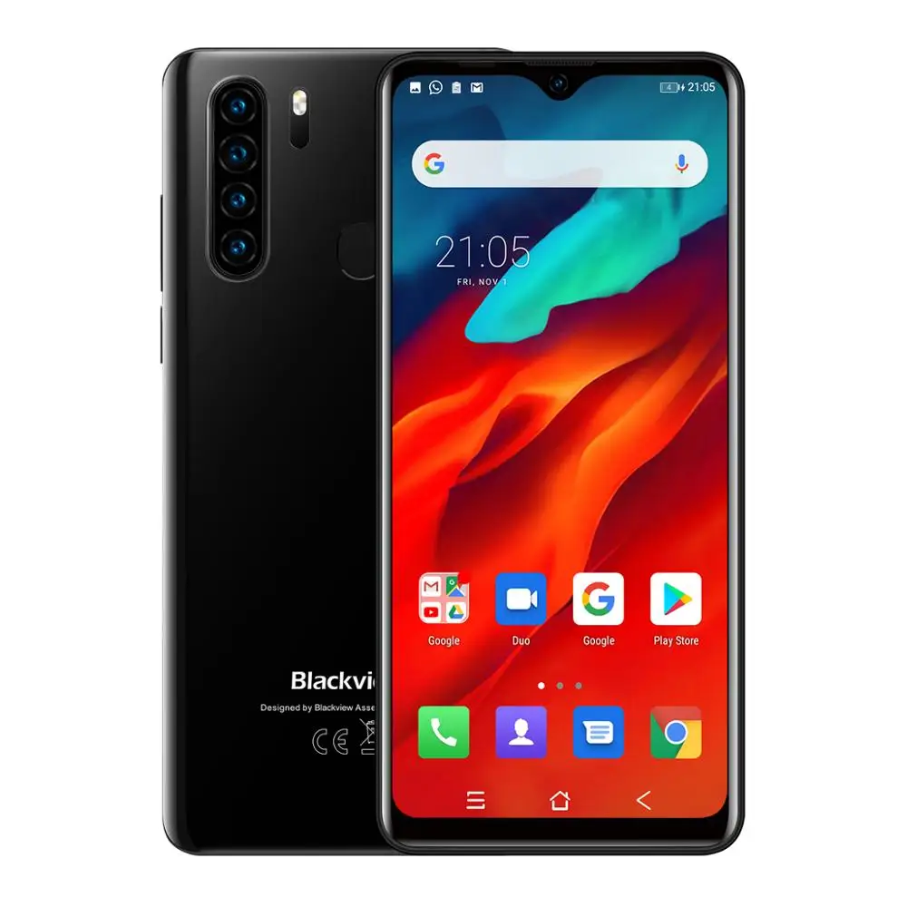 Blackview A80 Pro, глобальная версия, 4 Гб+ 64 ГБ, мобильный телефон, 4680 мА/ч, 4G, Celular, SmartphoneQuad, задняя камера, 6,49 ', дроп, мобильный телефон - Цвет: Black