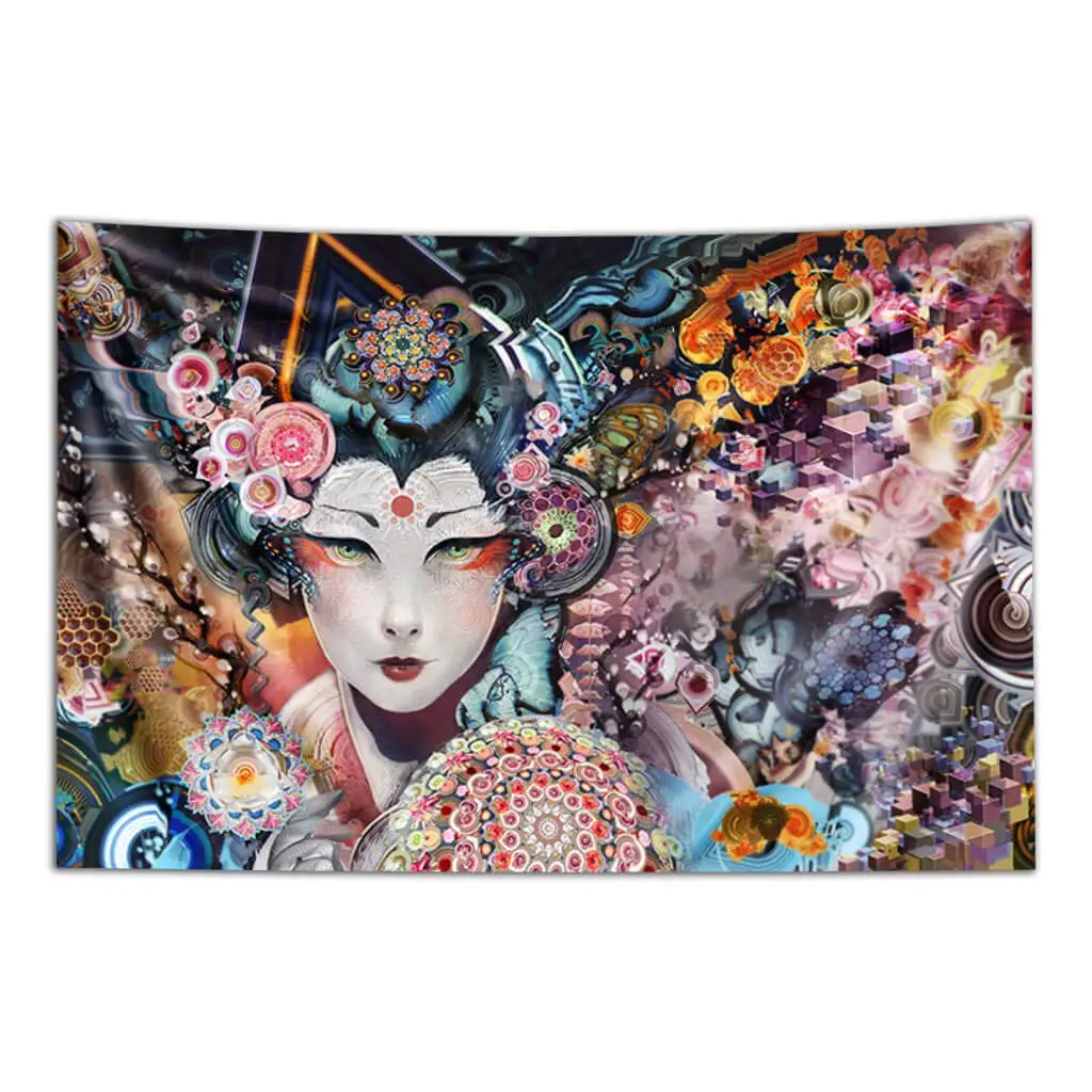 

Third Eye Tapestries Rainbow Geisha Psychedelic Art Hanging