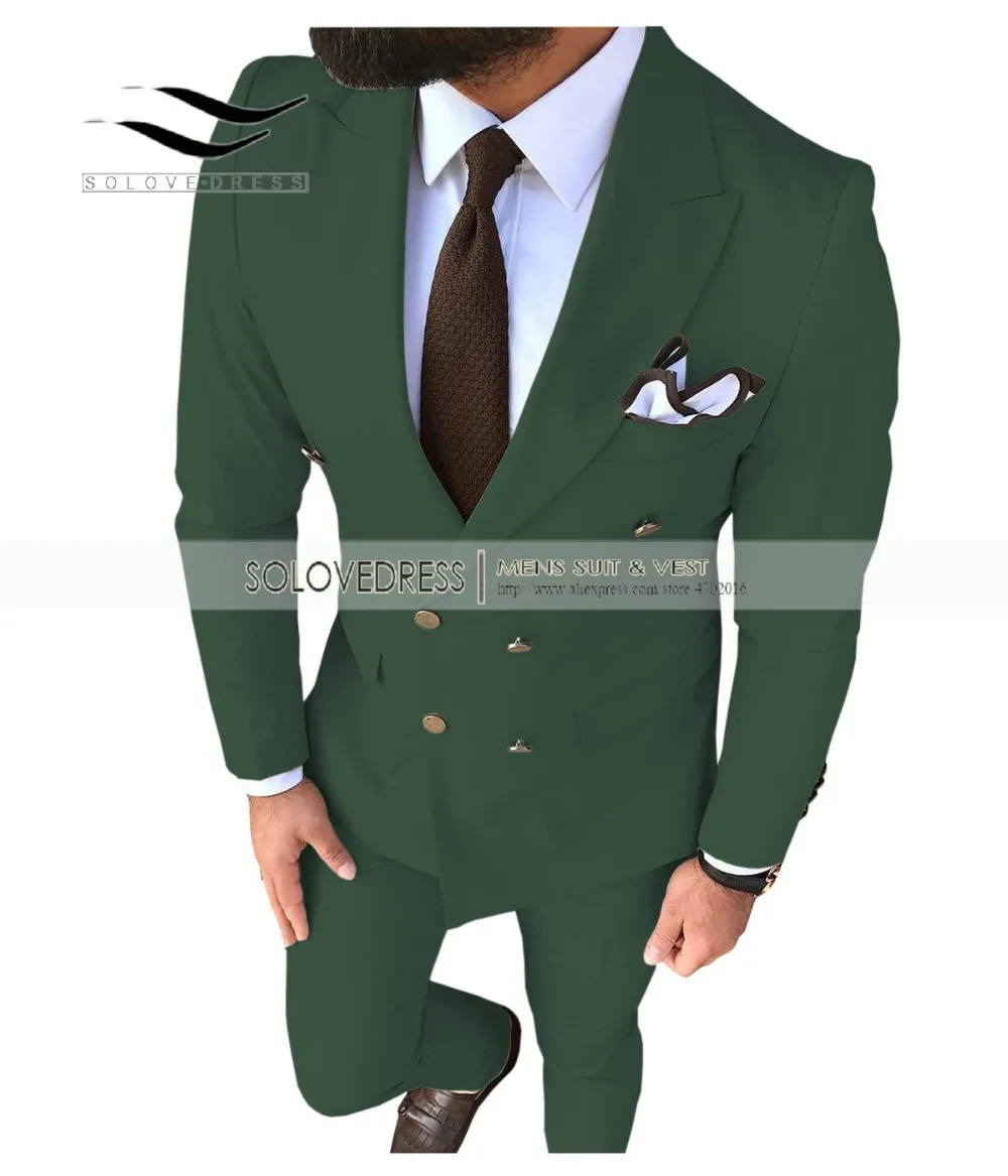 Solovedress мужской свадебный костюм Пик нагрудные двубортный Slim Fit новая модная одежда для выпускного вечера Вечерние Дешевые обтягивающие костюм 3 шт. M2