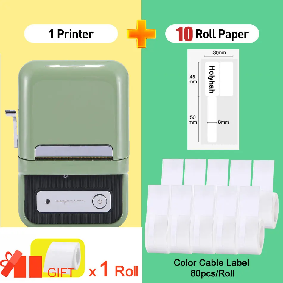 Niimbot B21 Portable Wireless Thermal Cable Label Printer with 10 Rolls  White Colorful Custom Label Sticker mini thermal printer Printers